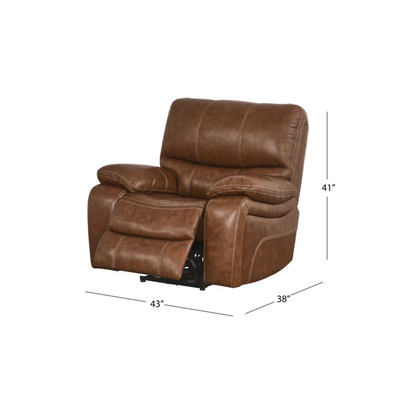 Flagg Genuine Top Grain Leather 41" Wide Power Standard Recliner