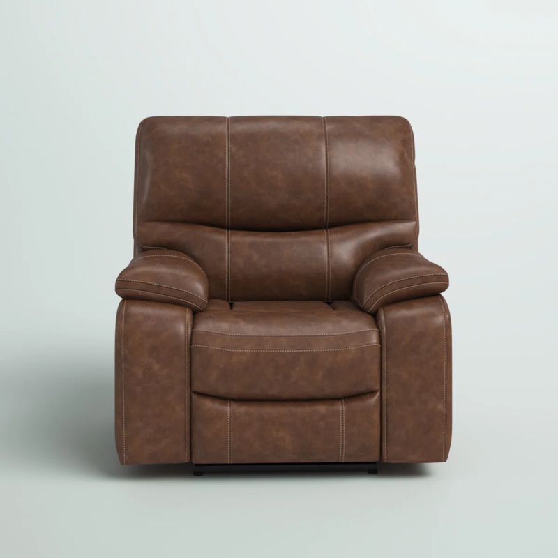 Flagg Genuine Top Grain Leather 41" Wide Power Standard Recliner