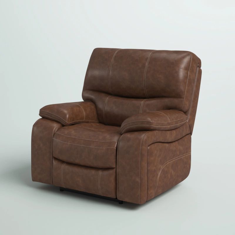Flagg Genuine Top Grain Leather 41" Wide Power Standard Recliner