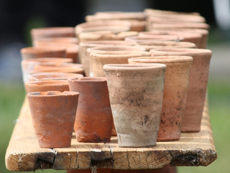 Flowerpot Hand Thrown Look Aged Patina Weathered Terracotta Rustic