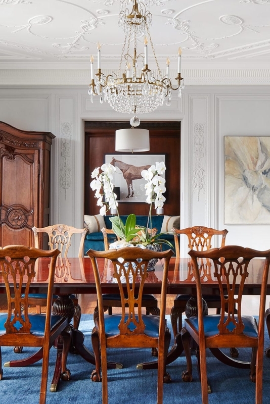 Formal Dining Room Traditional Lattice Back Chairs Crystal Lighting