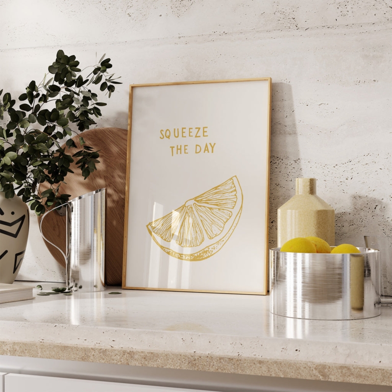 Framed Graphic Art Minimalist Kitchen Lemon Pun Typography