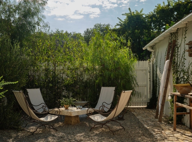 Garden Seating Set with Scrollwork Sling Chairs