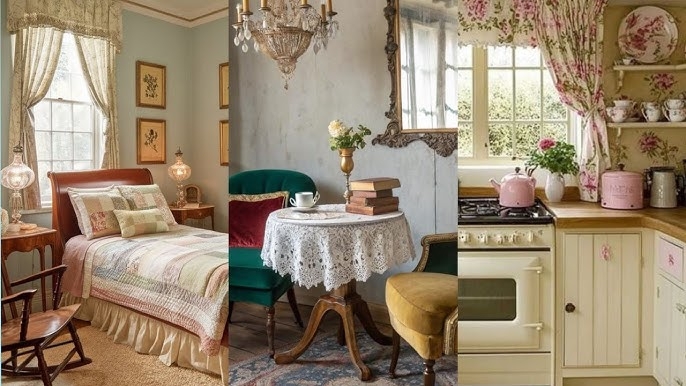 Grandmillennial Cottage Decor: Mixed Floral Textiles & Velvet Accents