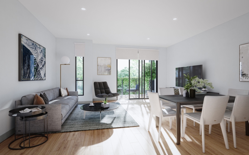High Contrast Neutral Interior Design in Modern Open Plan Townhome Layout