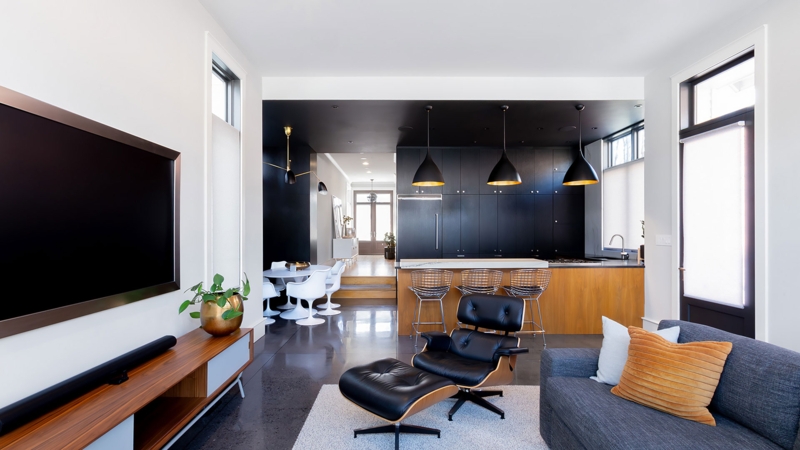 Industrial Modern Townhouse Interior with Polished Concrete Flooring