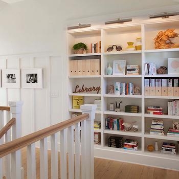 Landing Built-In Bookcase with Picture Lights & Board and Batten