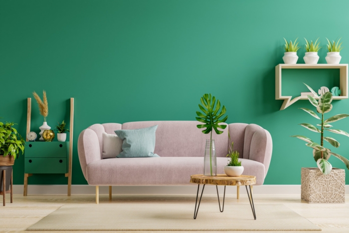 Loveseat Channel Tufted Pink Fabric with Speech Bubble Shelf