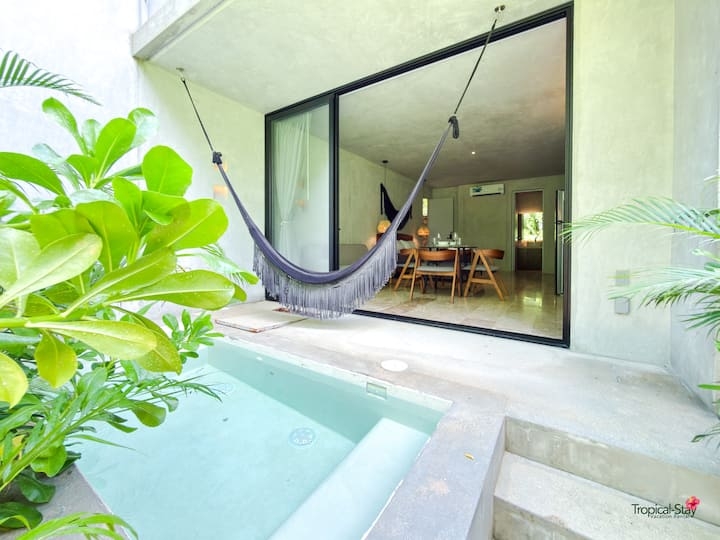 Minimalist Patio Design with an Integrated Plunge Pool