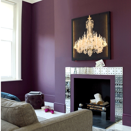 Mirrored Fireplace Surround Styling in Dramatic Living Room
