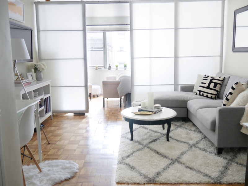 Modern Glam Studio Living Room: Translucent Dividers
