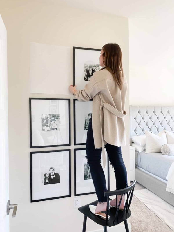 Modern Grid Gallery Wall Layout with Wide White Mats