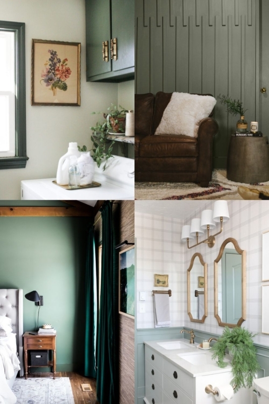 Moodboard for Green Trim Interior Design with Architectural Accents