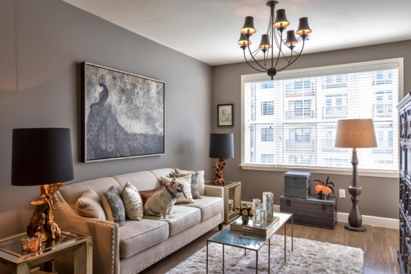 Nailhead Trim Sofa: Transitional Urban Living Room