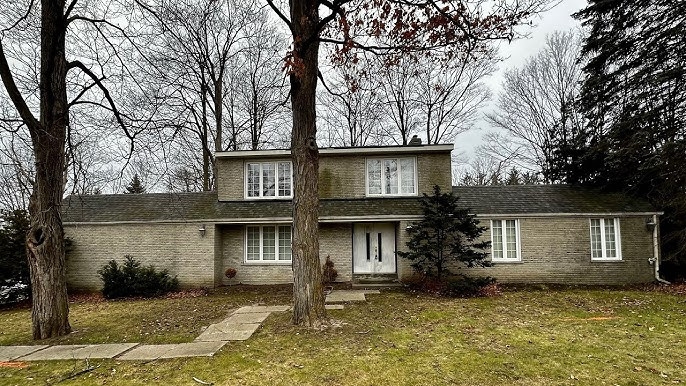 Outdoor: Secluded Forest Mansion Exterior, Symmetrical Brick Facade