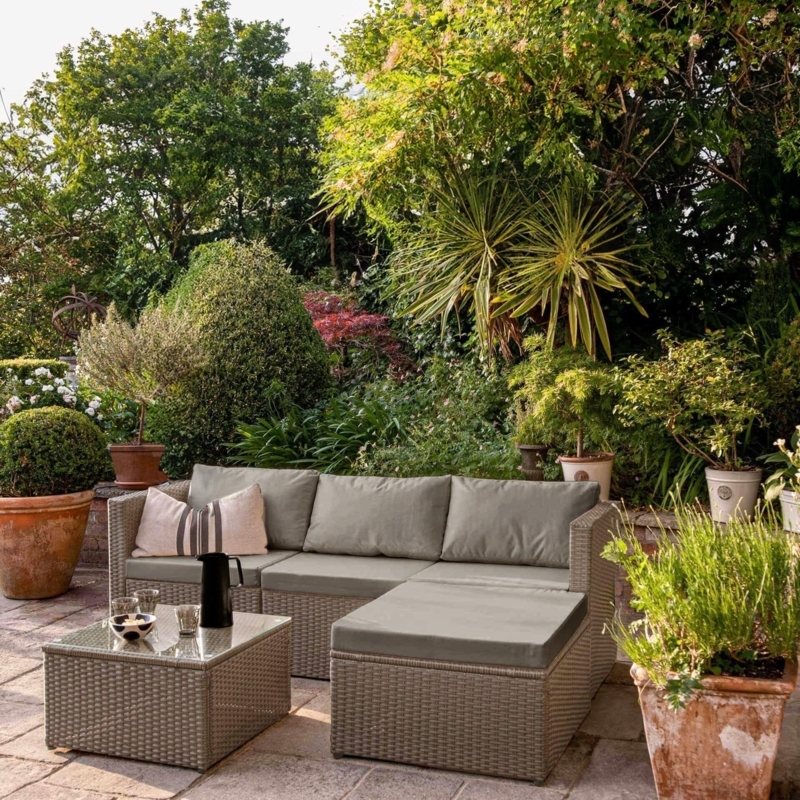 Outdoor Sectional Sofa with Compact Footprint for Small Garden Layout