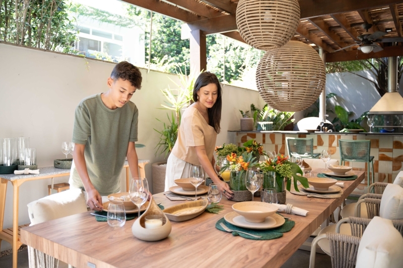 Patio Dining Woven Pendant Lights Outdoor Dining Organic Textures