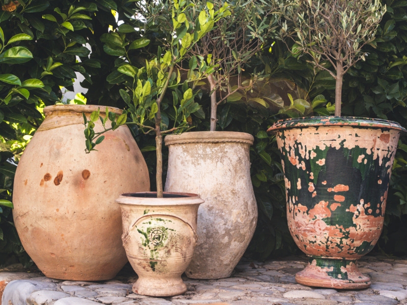 Planter Anduze Silhouette Green Patina Weathered Texture French Country
