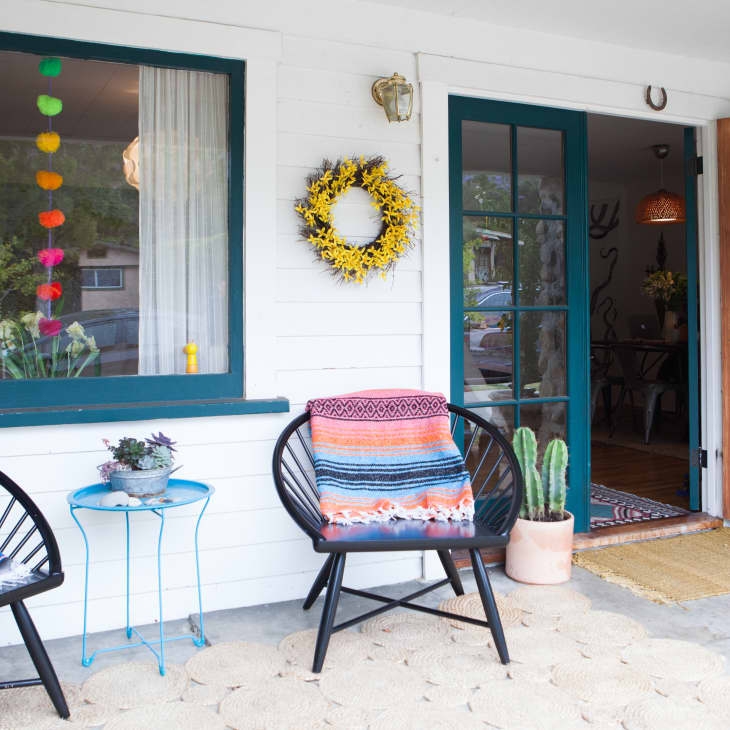 Porch Scene featuring Black Spindle Back Accent Chair