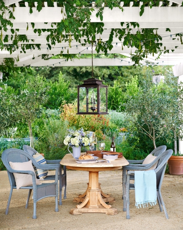 Provencal Dining Set with Blue Wicker Chairs