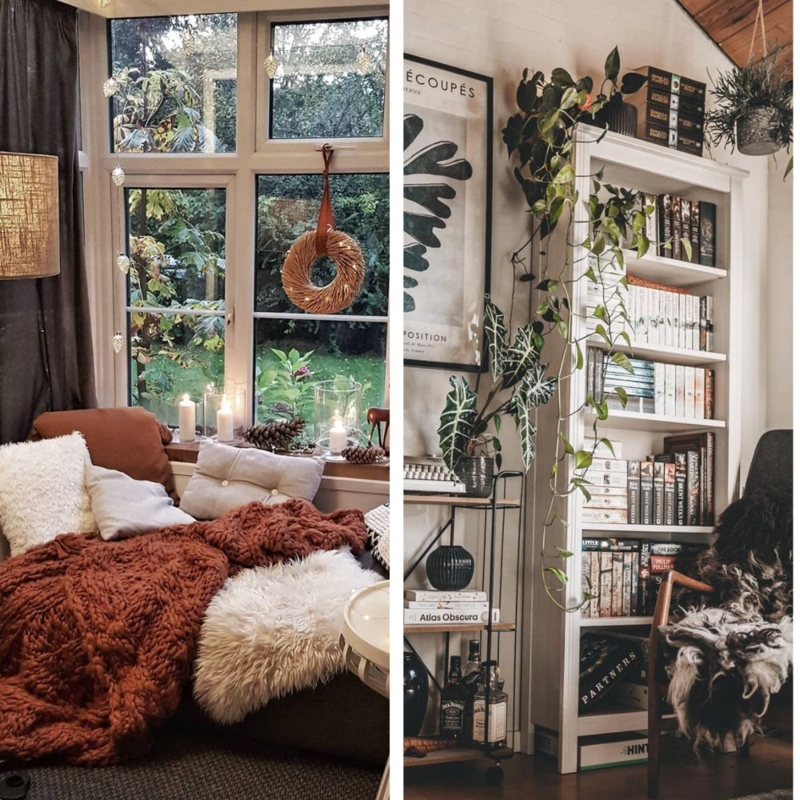 Reading Nook Ideas: Cozy Window Seat with Rust Chunky Knit Throw