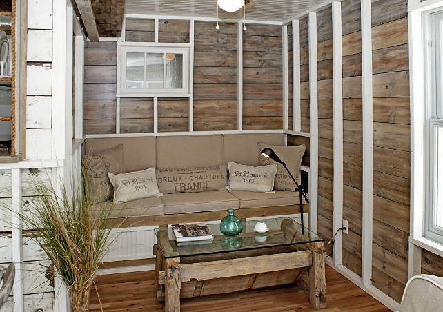 Reclaimed Wood Wall Design For Rustic Coastal Nook