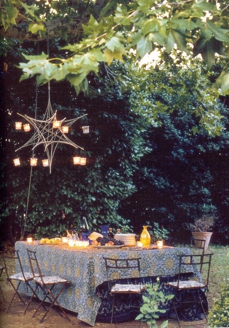 Romantic Garden Dining Set with Star Chandelier