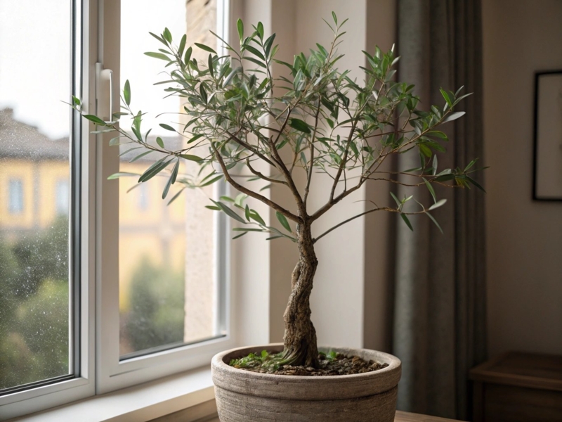 Sage Green Faux Tree Twisted Trunk Weathered Stone Planter