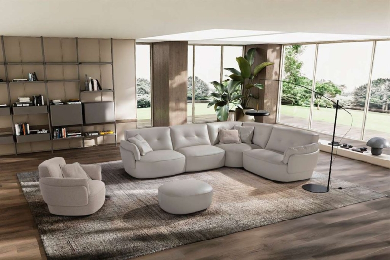 Sectional Sofa Curved Modular Design Oversized Arched Lamp Modern Layout