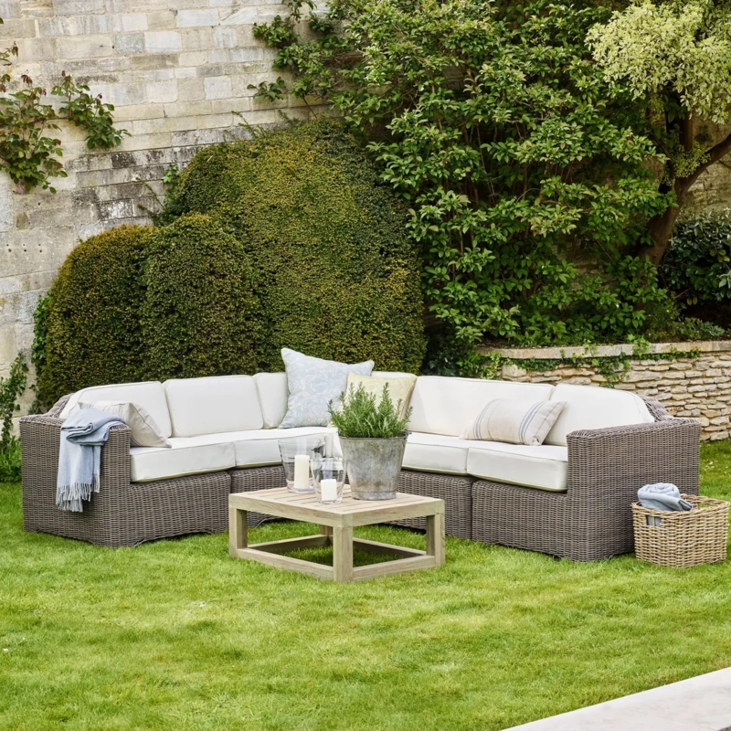 Sectional Sofa with Driftwood Finish and Wood Block Coffee Table