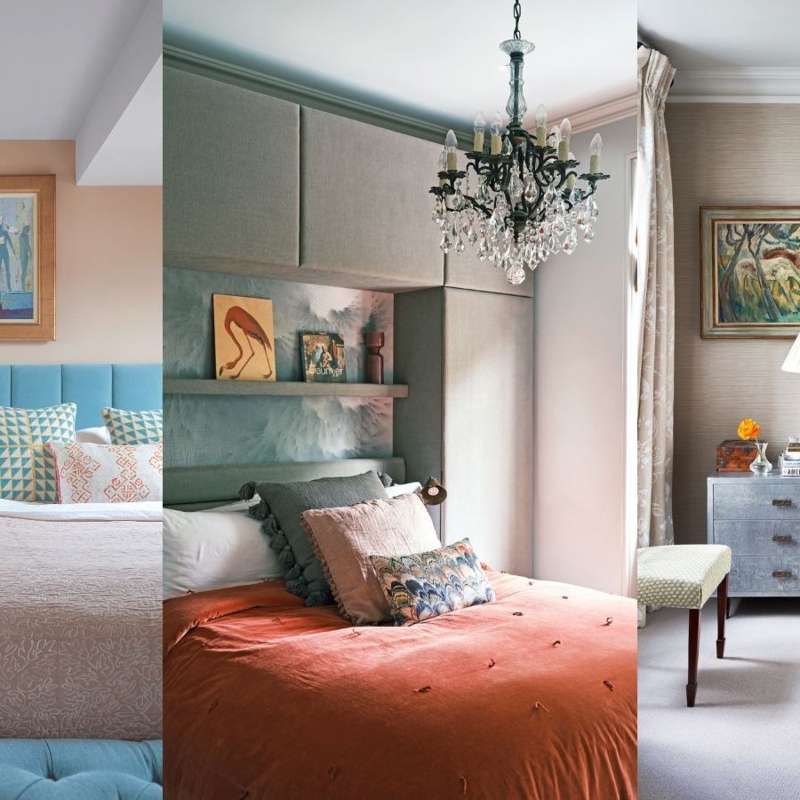 Small Bedroom Ideas: Integrated Headboard Storage & Crystal Lighting