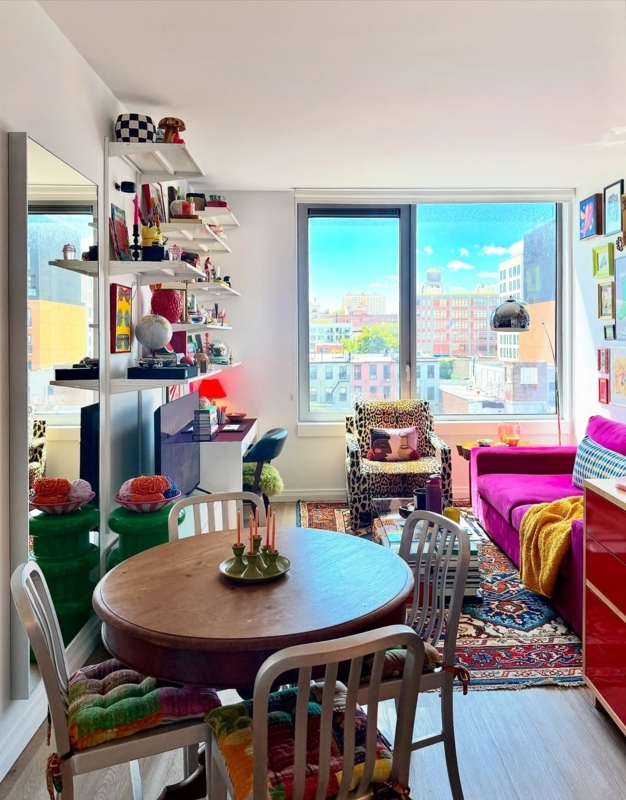 Studio Apartment with Leopard Print Chair and Vibrant Maximalist Layout
