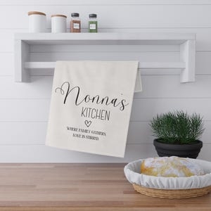 Tea Towel with Script Typography for Farmhouse Kitchen Towel Decor