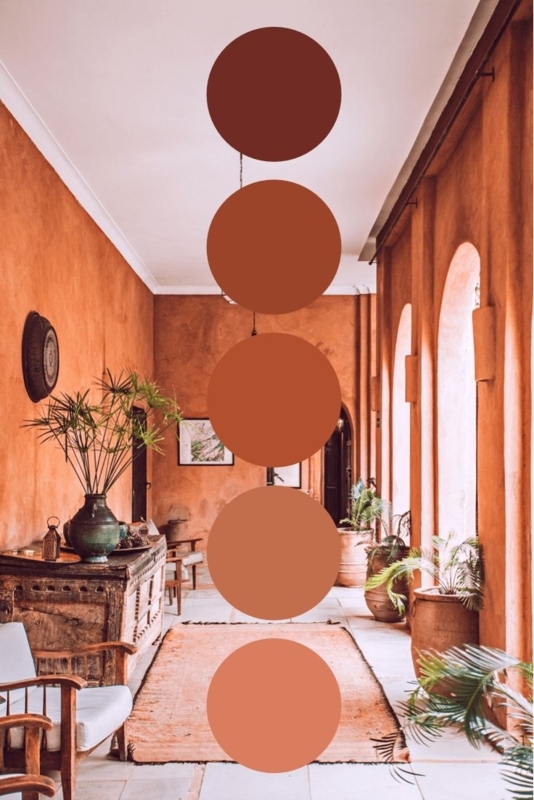 Textured Terracotta Walls in a Rustic Mediterranean Arched Hallway.