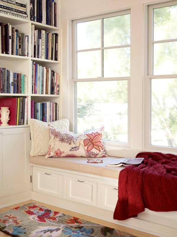 Traditional Built-in Window Seat with Integrated Storage Drawers