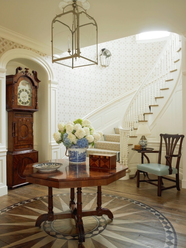 Traditional Foyer Grandfather Clock set in Arched Alcove
