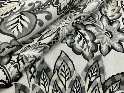 Upholstery Fabric Large Scale Botanical Monochromatic Floral Grey