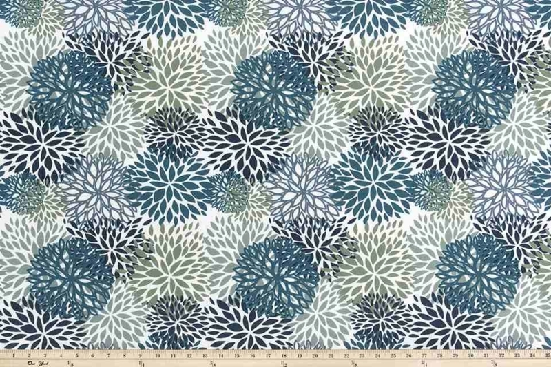 Upholstery Fabric Overlapping Dahlia Print Navy And Sage Palette