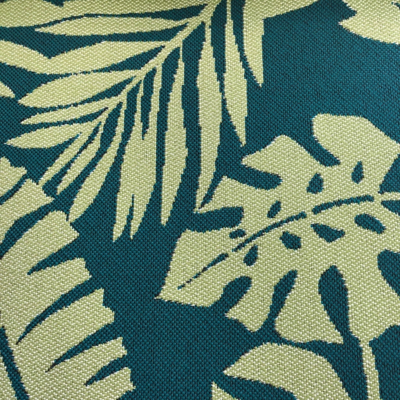 Upholstery Fabric Tropical Leaf Pattern Teal Lime Jacquard Weave