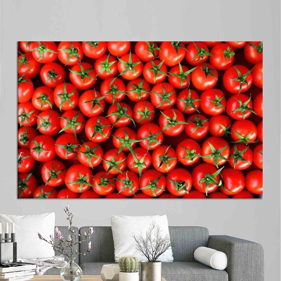 Wall Art Canvas Oversized Statement Piece Dense Tomato Pattern Red