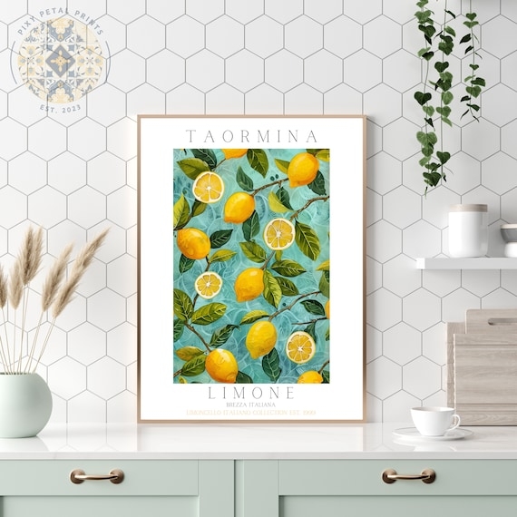 Wall Art Italian Lemon Poster Taormina Typography Citrus Theme
