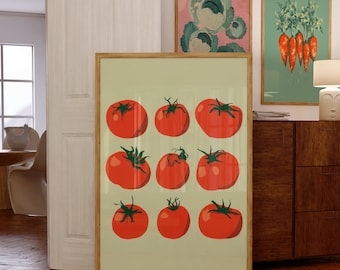 Wall Art Rustic Botanical Grid Layout Tomato Vegetable Poster