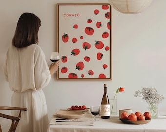 Wall Art Whimsical Tomato Illustration Scandinavian Minimalist Frame