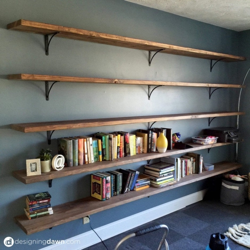 Wall Shelves Five Tier Charcoal Blue Wall Moody Industrial