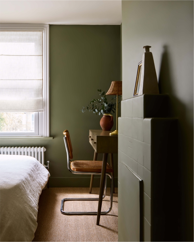 Writing Desk with Cantilever Chair and Jute Herringbone Rug